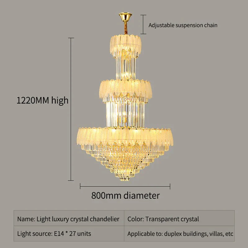 Luxury Spiral Staircase Chandelier for Duplex Villa Hall and Hotel Project