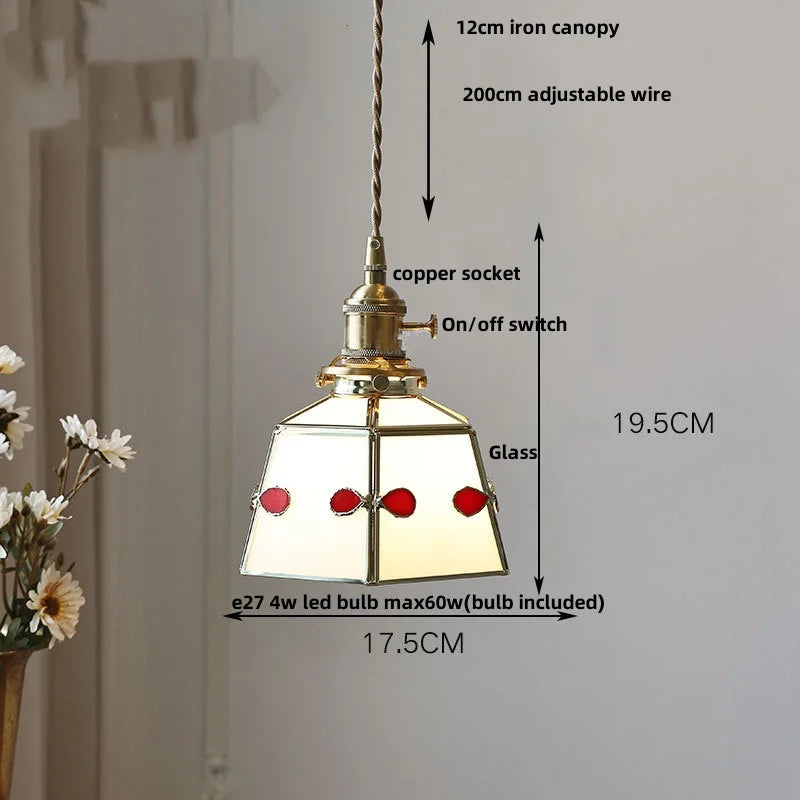 Walnut Wood Glass Pendant Lights LED Vintage Loft Kitchen Living Room Lighting