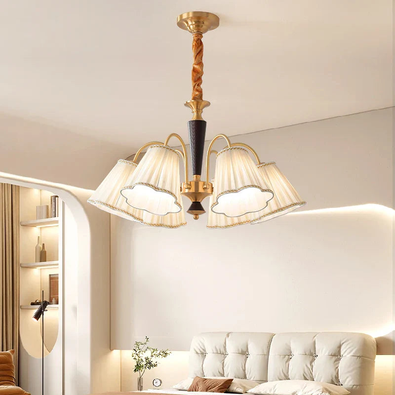Antique Copper Chandelier for Retro American Country Living Room and Dining Room