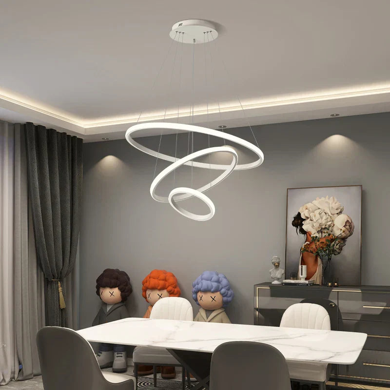 Black Ring LED Pendant Chandelier for Living Room, Dining Room, Kitchen