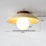 Yellow Travertine Stone LED Ceiling Light Fixture White Glass Ceiling Lamp