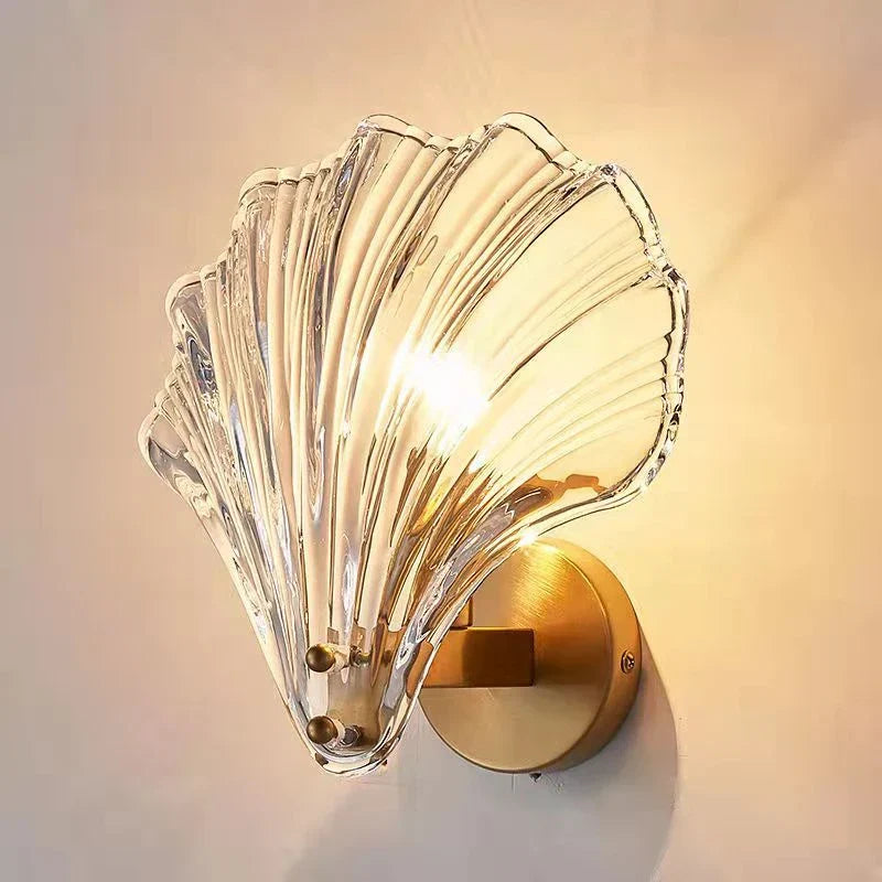 Shell Glass LED Wall Lamp for Home Decor and Bedroom Lighting