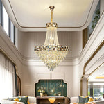 Crystal Chandelier: Smart Dimming Duplex Villa Pendant for Luxe Living Rooms