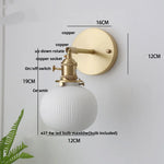 Copper LED Sconce Wall Lamp Pull Chain Switch Nordic Modern Ceramic Mirror Light