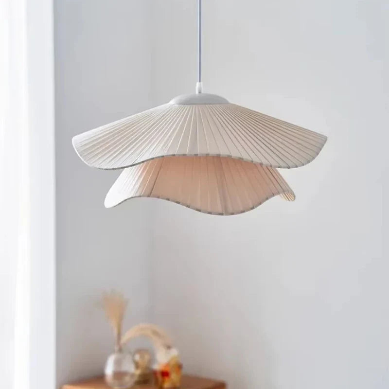 Afralia™ Nordic White Fabric Pendant Chandelier with LED Lighting for Dining Room & Bar