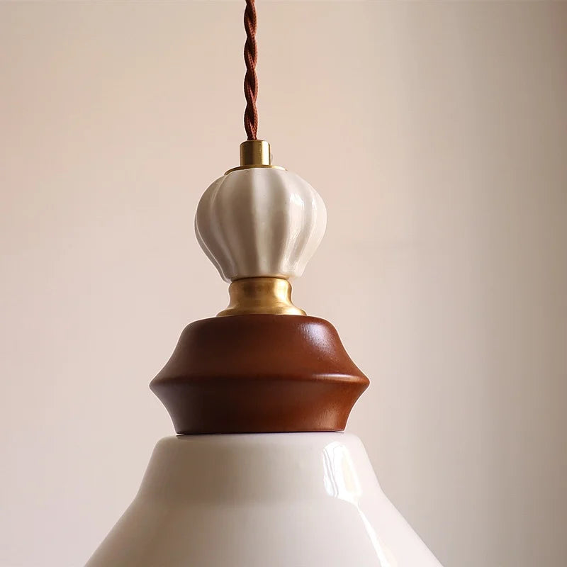 Afralia™ Ceramic Rose LED Pendant Light for Home Living Room Bedroom Hallway