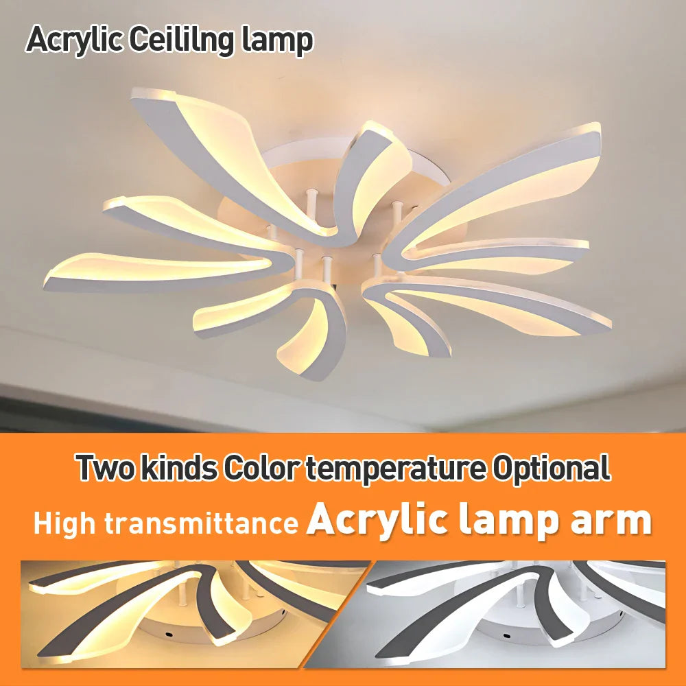 Acrylic Branch Design LED Ceiling Chandelier RC Dimming Light Fixture
