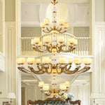Copper Jade Pendant Lamp: Modern Chinese Style Dining Room Decor for Villas