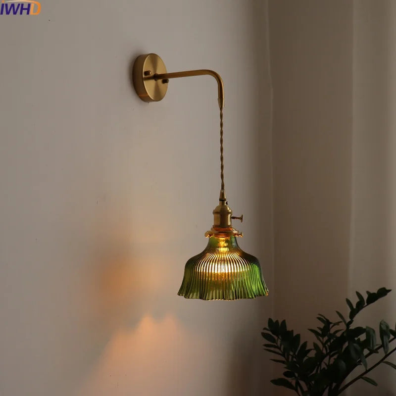 LED Wall Lamp Glass Copper Arandelas Para Parede Retro Style for Living Room