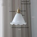 Amber Glass LED Pendant Lamp Walnut Wood Copper Hanging Light