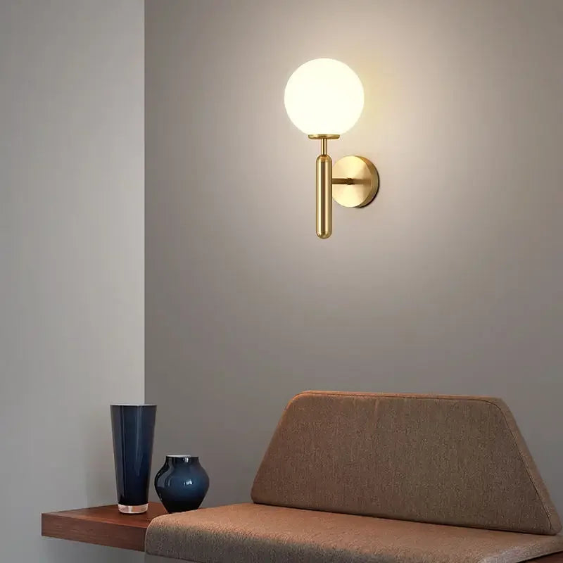 Modern Gold Glass Wall Lamp for Hotel Bedroom LED Indoor Energy Saving