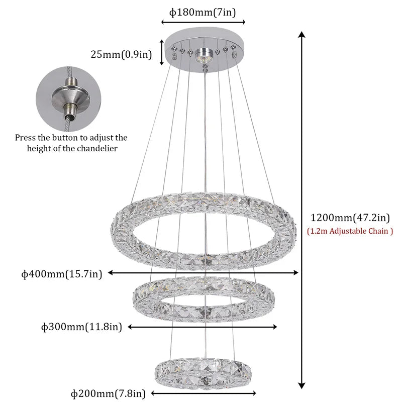 Crystal LED Chandelier Pendant Light for Modern Luxury Living Dining Room Décor