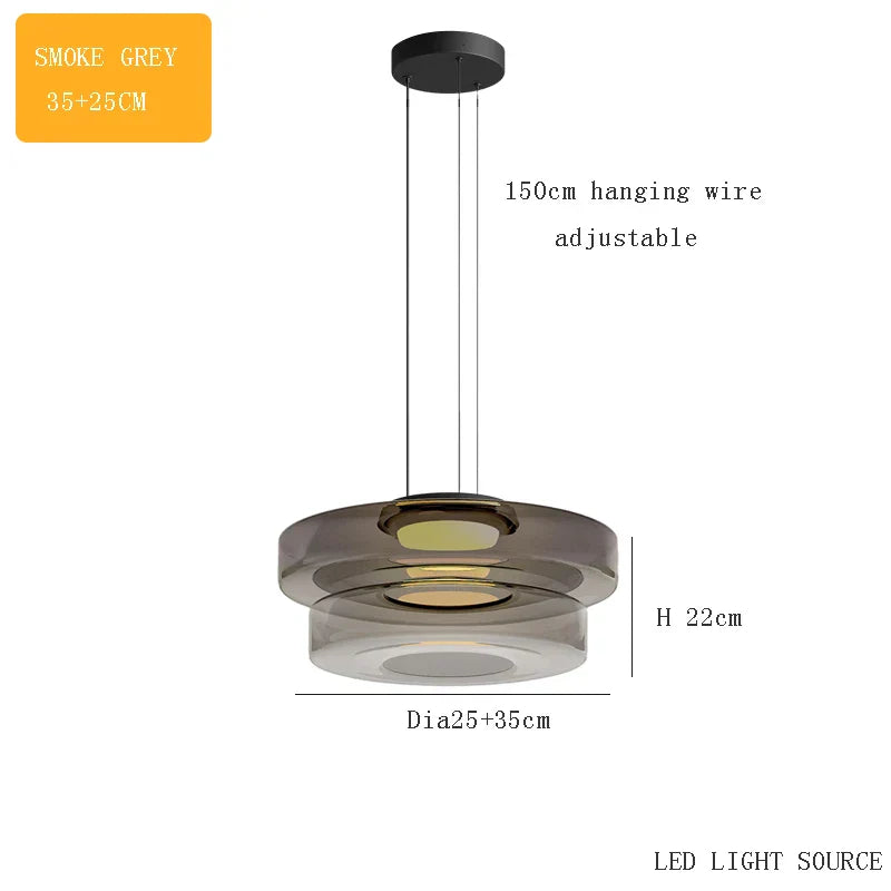 Glass Plate Ceiling Pendant Lights LED Fixture
