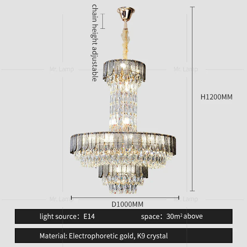 Crystal Chandelier: Postmodern Multi-layer Luxury for Living Room, Hotel Lobby, and Villa