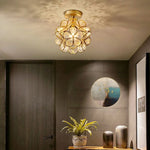 Nordic Flower Ball LED Ceiling Lights Copper Glass Chandelier