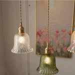 Flower Glass LED Pendant Lamp Japan Style Hanging Light Fixtures