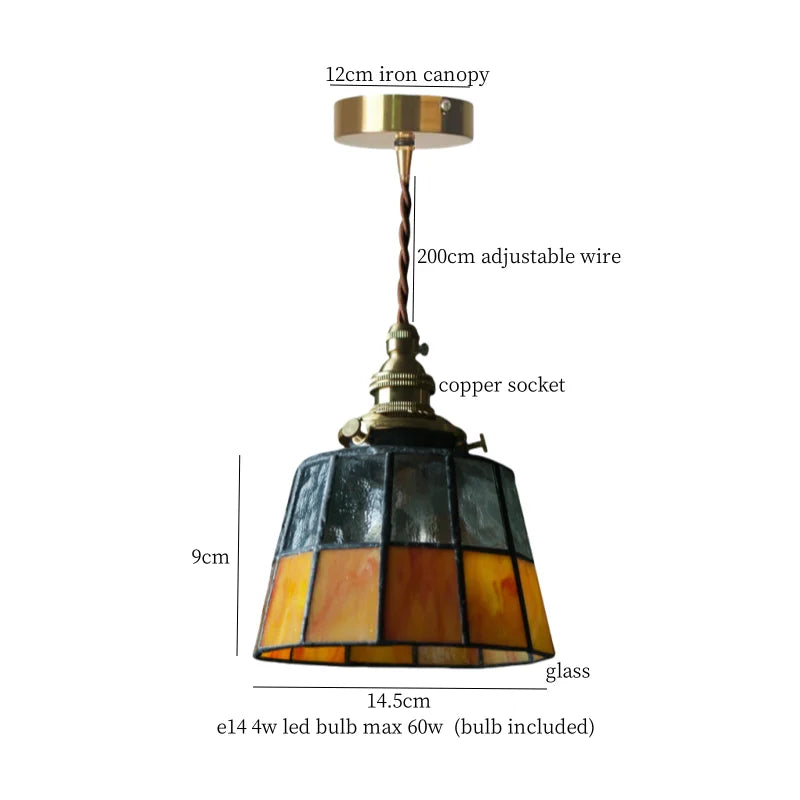 Afralia™ Tiffany Brass Glass LED Pendant Lights for Home and Cafe Decor