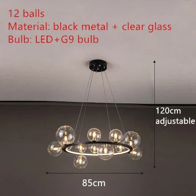 Branching Bubbles Chandelier in Black and Gold for Modern Dining Room