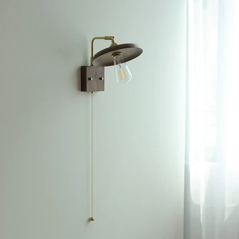 Vintage Copper LED Wall Light Sconce with Pull Chain Switch Rotation