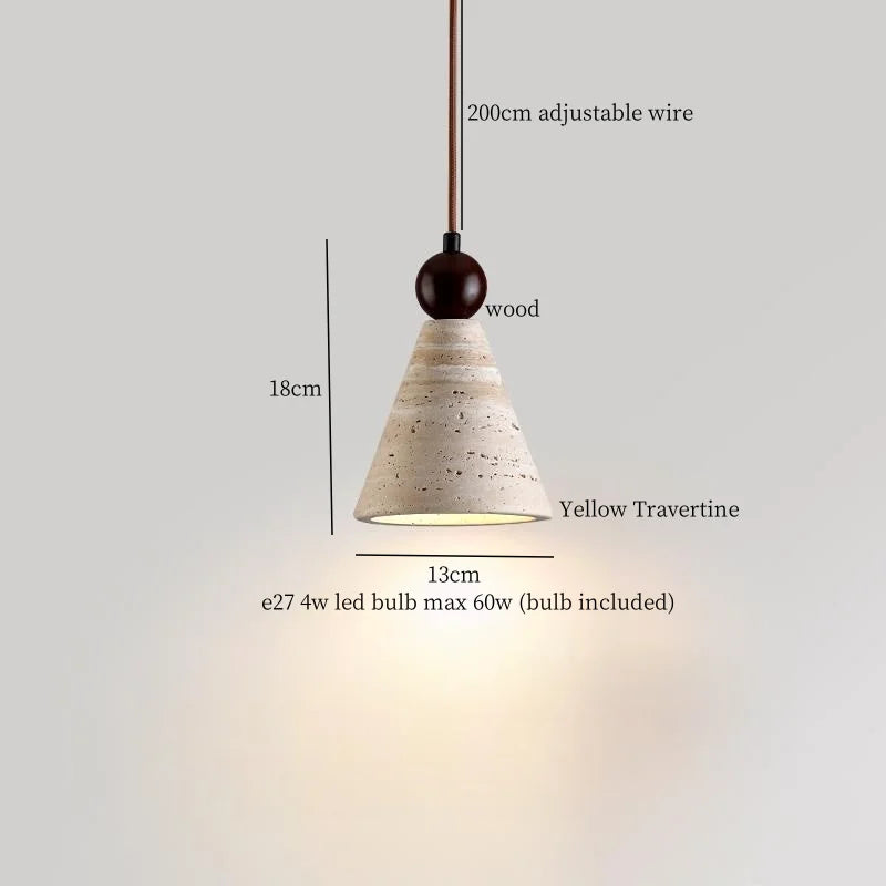 Yellow Travertine Stone Glass LED Pendant Lamp for Children's Room and Living Space
