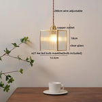 Amber Glass LED Pendant Light - Nordic Modern Copper Suspension Luminaire for Home