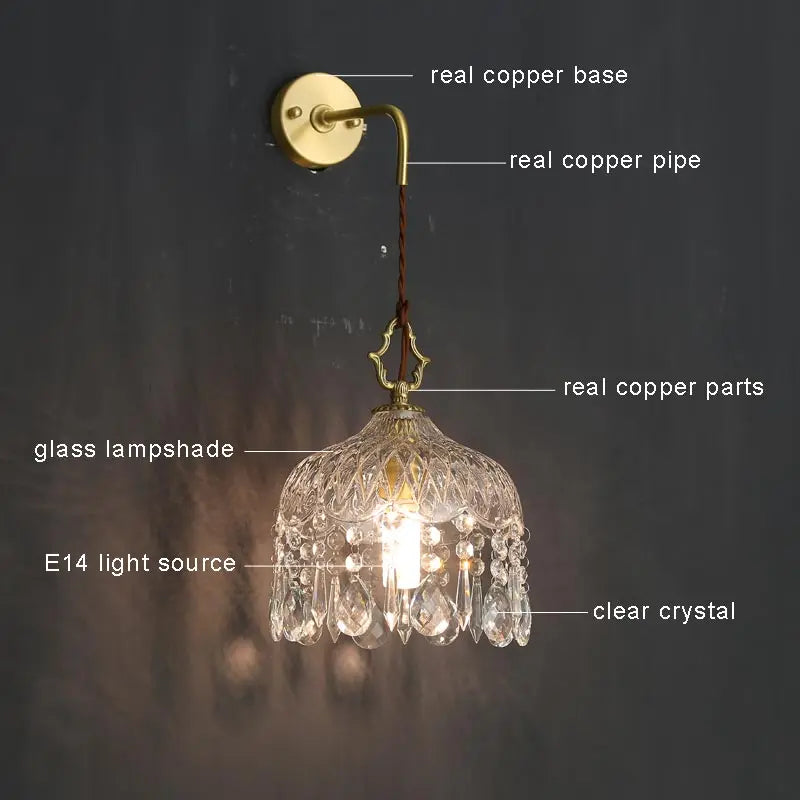 Luxure Crystal Chandelier: Modern Copper Ceiling LED Light Fixture for Living Room