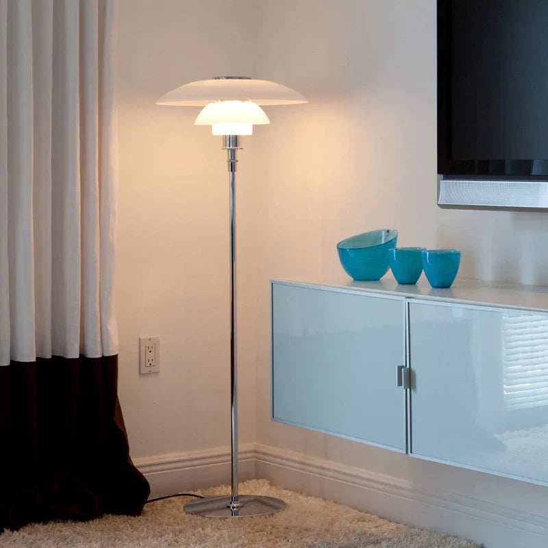 Glass Shade LED Floor Lamp for Living Room, Bedroom - Nordic Minimalist Retro Style