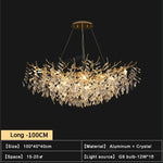 Gold Crystal Chandeliers for Dining Room Branch Hanging Lamp Large Lighting