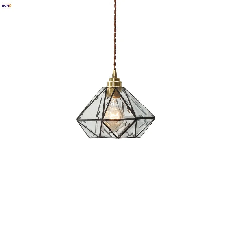 Glass LED Pendant Lamp: Handmade Japanese Style Adjustable Hanging Light Fixtures