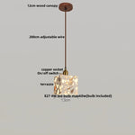 Wood LED Pendant Lamp Japan Style Wabi Sabi Hanging Light Fixtures