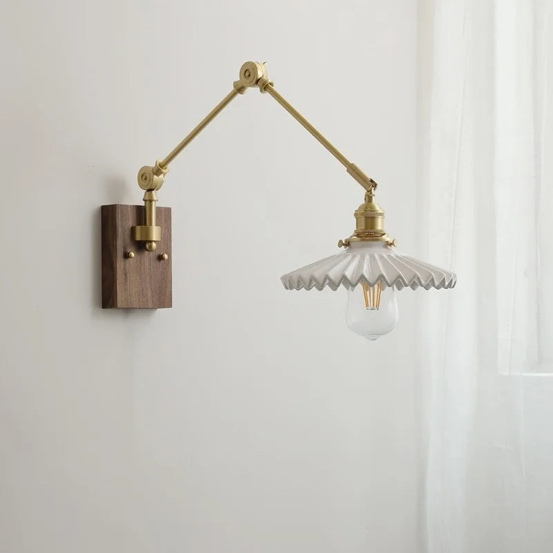 Ceramic Copper Swing Arm LED Wall Lights for Home Decor
