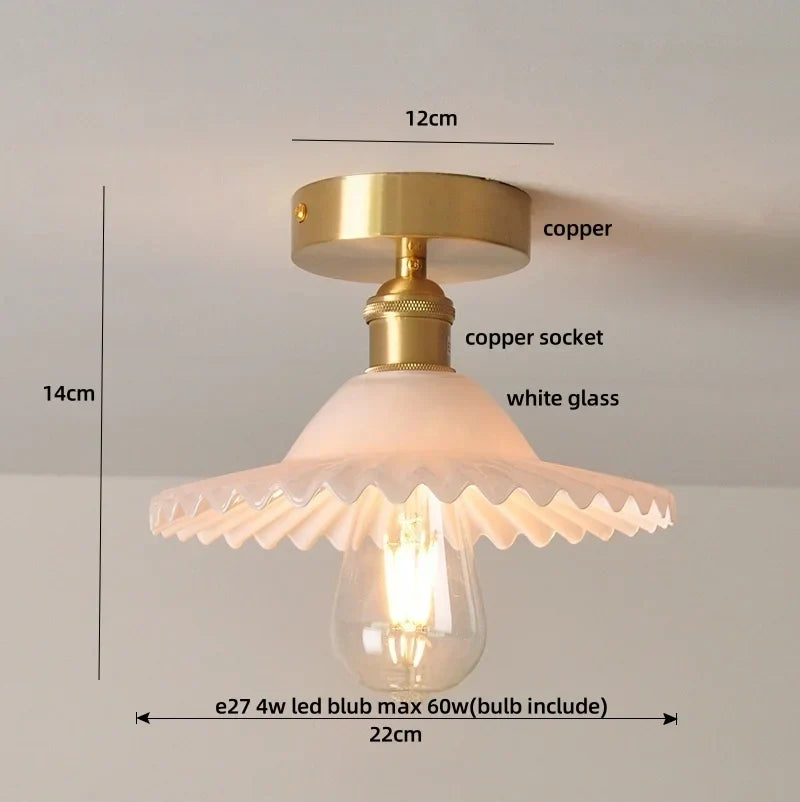 Smoke Gray Glass LED Ceiling Light - Modern Nordic Style