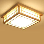 Solid Wood Ceiling Chandelier Light for Home Decor, LED Square Lamp for Living Room
