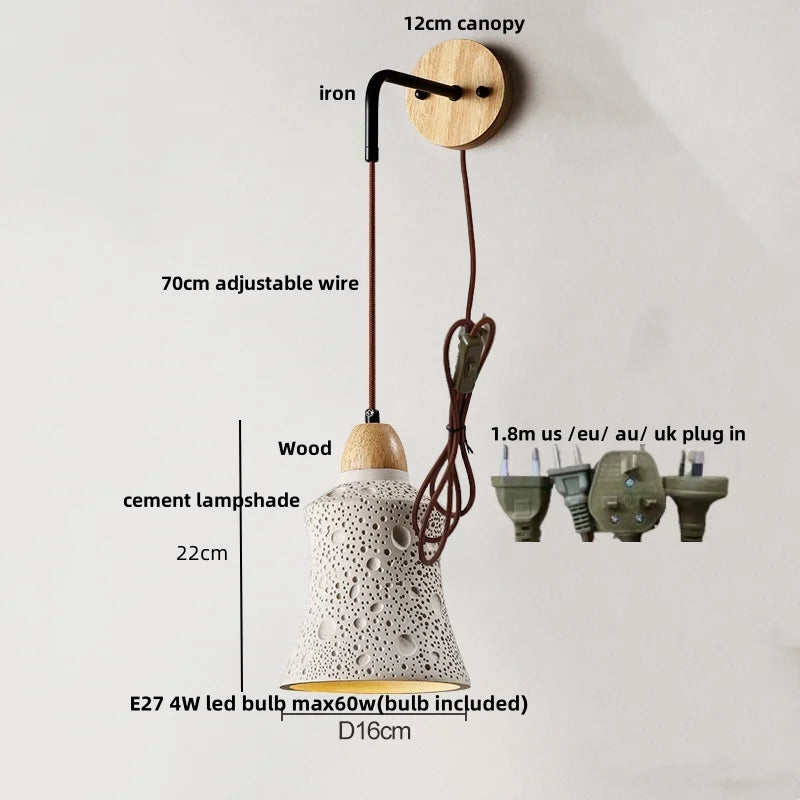 Afralia™ Loft Wood LED Wall Light with Pull Chain Switch for Home Decor