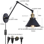 Afralia™ Gold Long Arm LED Wall Sconce with Pull Chain Switch