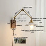 Ceramic Copper Swing Arm LED Wall Lights for Home Decor