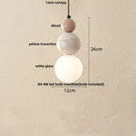 Yellow Travertine Wood Wire Adjustable LED Pendant Lights Modern Nordic Living Room