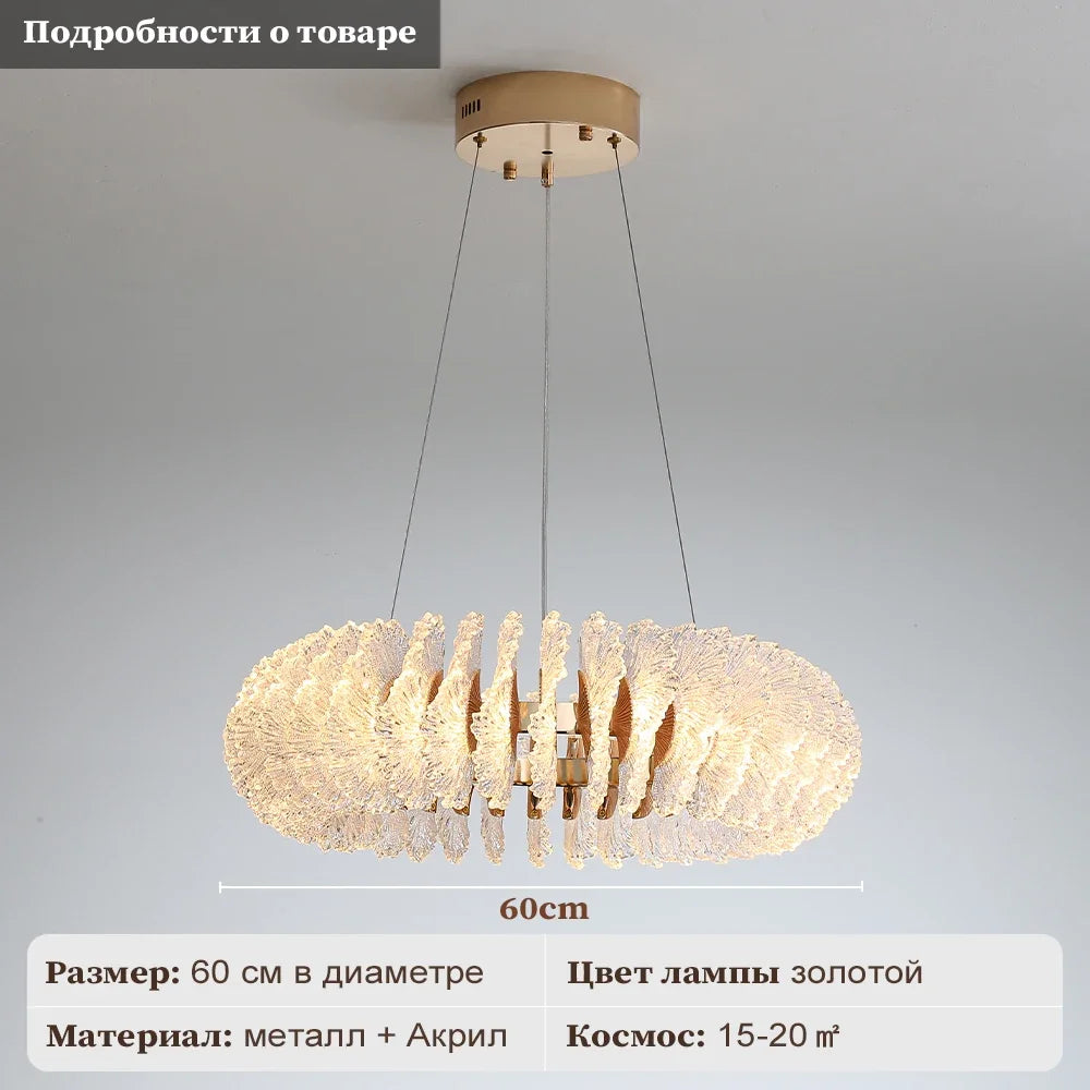 Coral Flower Crystal Chandelier: Modern Luxury LED Pendant Lighting for Home