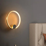 Copper Living Room LED Wall Lamp Light Luxury Modern Simple Circular Corridor TV Wall Bedroom