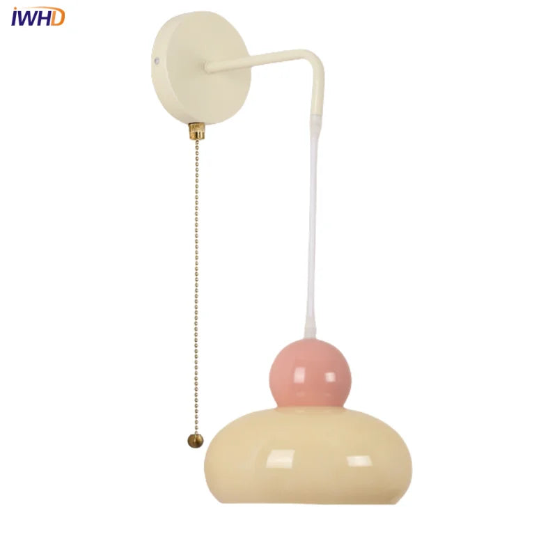 Afralia™ Iron Nordic LED Wall Light Fixture Glass Adjustable Bedside Lamp