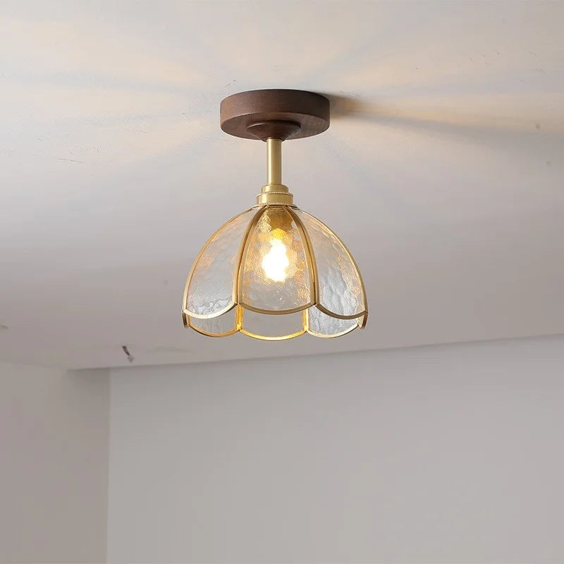 LED Glass Wood Ceiling Lamp for Modern Indoor Lighting and Decoration