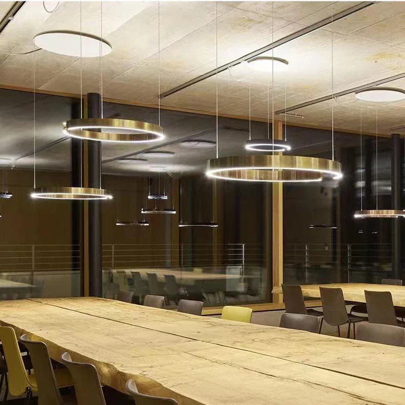 Rose Gold C-Shaped Pendant Light for Luxury Home Dining Room Hall