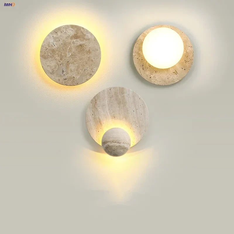 LED Wall Lights Yellow Travertine Interior Home Decor Bedside Lamp