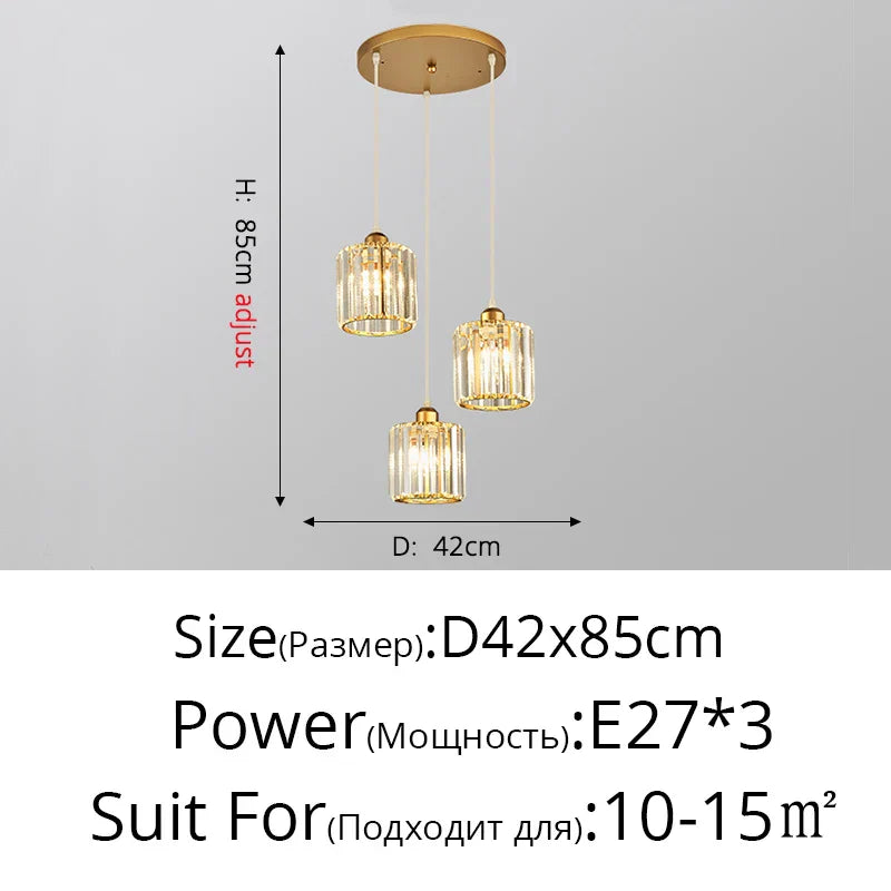 Crystal Chandelier Luxury Ceiling Lamp LED Modern Pendant Light for Indoor Spaces