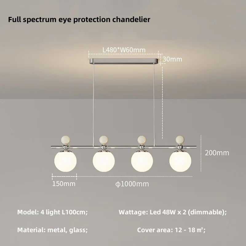 Modern LED Chandelier Glass Metal Health Eye Protect Living Room Light