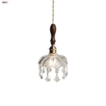 Nordic LED Wall Light Fixture Wood Glass Copper Hanging Lamp