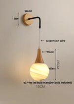 Wood LED Wall Lamp with Pull Chain Switch for Living Room, Dining Room, Bathroom