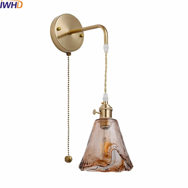 Copper Glass LED Wall Light for Modern Nordic Living Room Bedroom