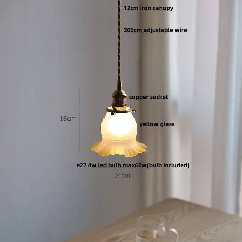 White Glass Copper LED Pendant Lights - Modern Nordic Kitchen Bar Lamp