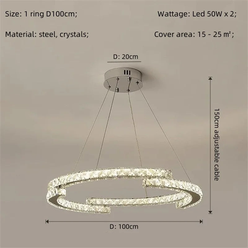 Crystal LED Chandelier Pendant Light Modern Luxury Foyer Ceiling Lamp